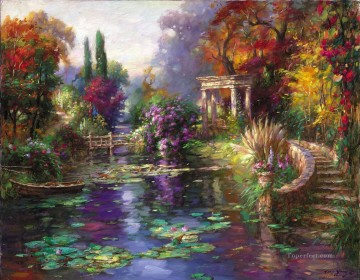 Lake Pond Waterfall Painting - Garden Pond